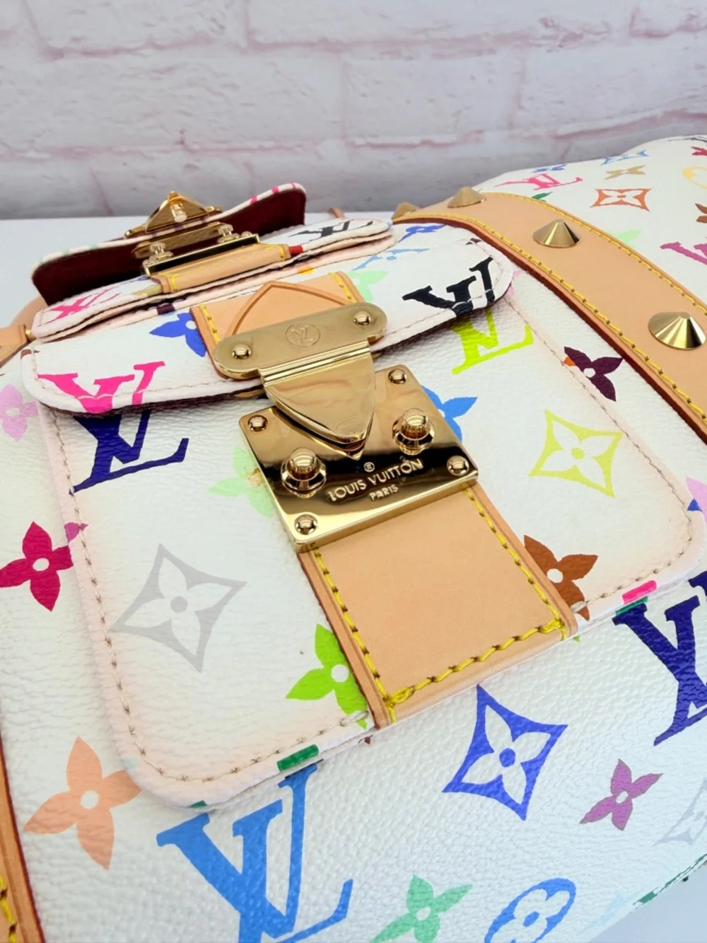 Louis Vuitton Multicolor Murakami Monogram White Canvas Keepall 2003 45 - Picture 11 of 16